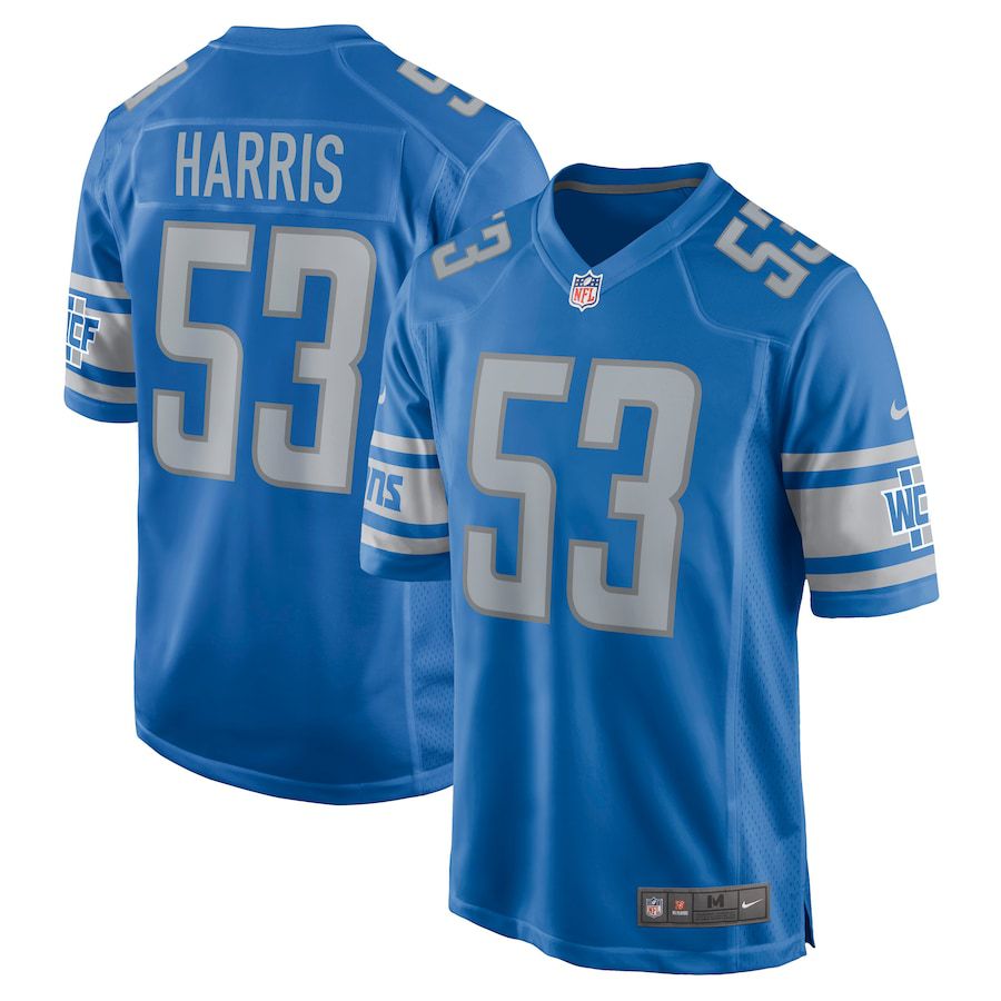 Men Detroit Lions #53 Charles Harris Nike Blue Game NFL Jersey